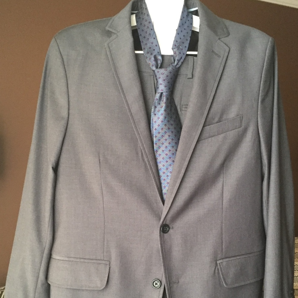 LANDS' END Men's Suit (+Neck Tie), Grey, size 44R